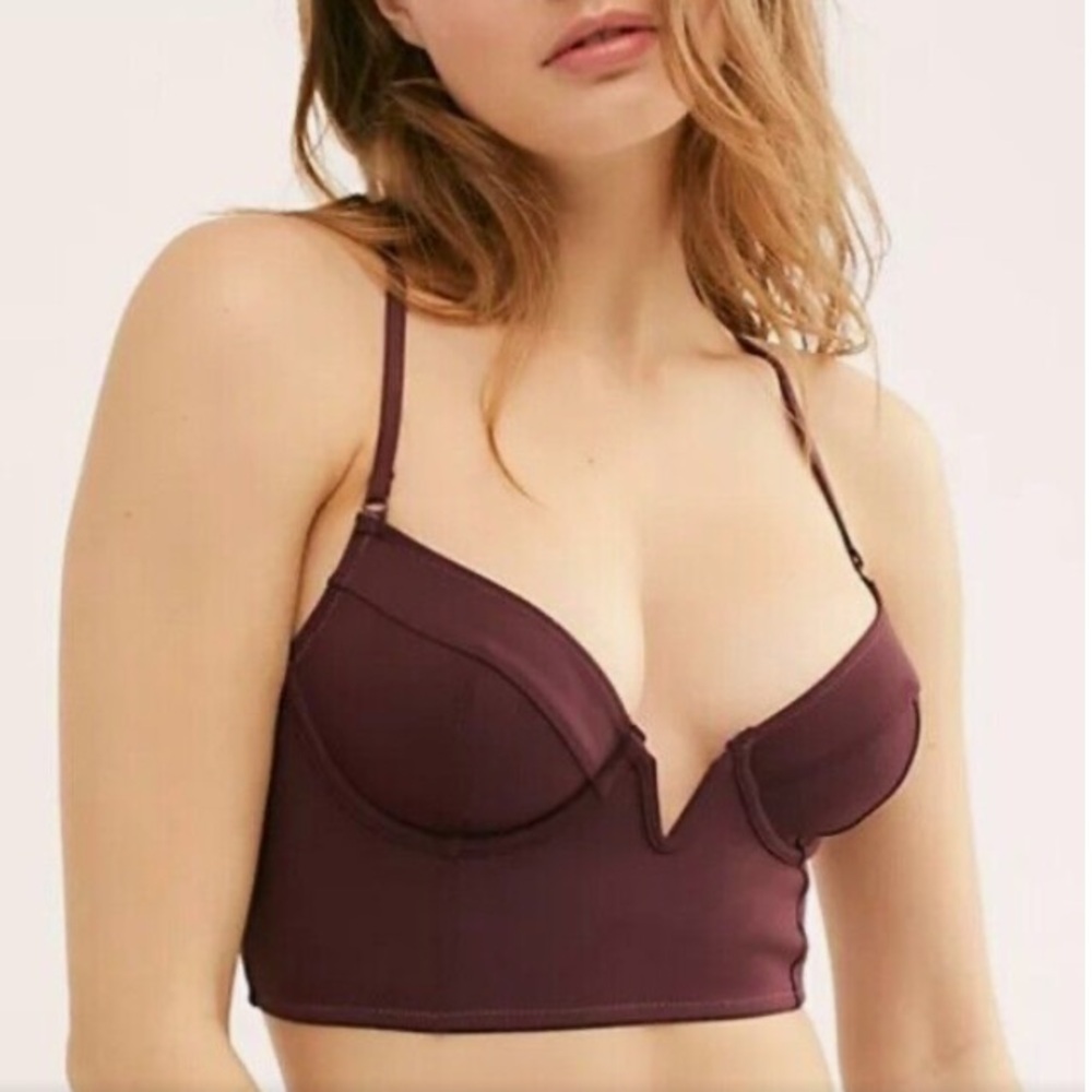 FREE PEOPLE BRA The Free People Brianna Longline Underwire Bra Black Sugar Small